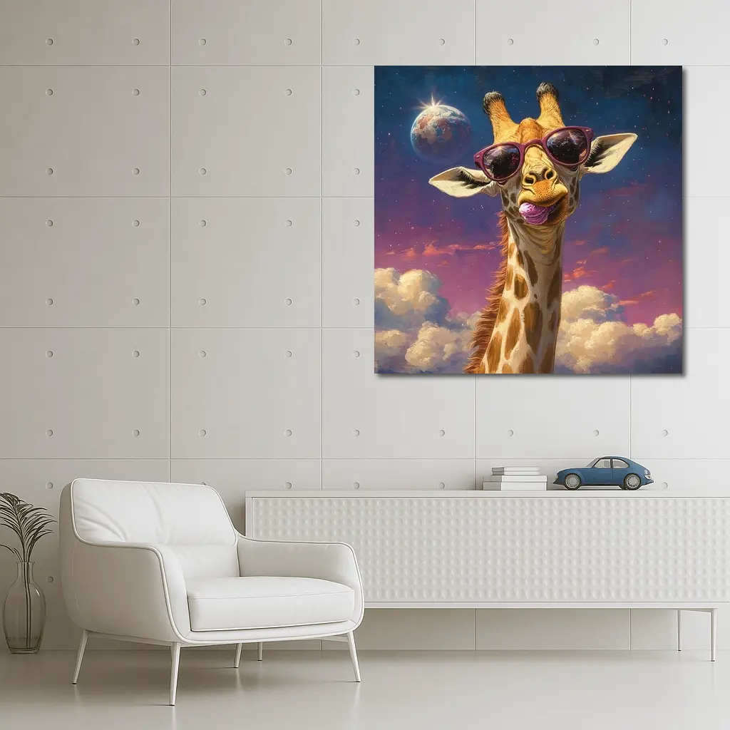 Cool Giraffe Sunglasses Space Sky Art – Wall Art