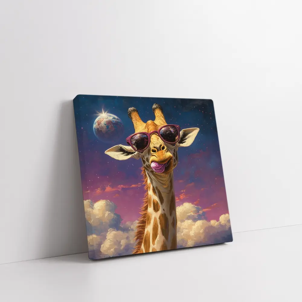 Cool Giraffe Sunglasses Space Sky Art – Wall Art