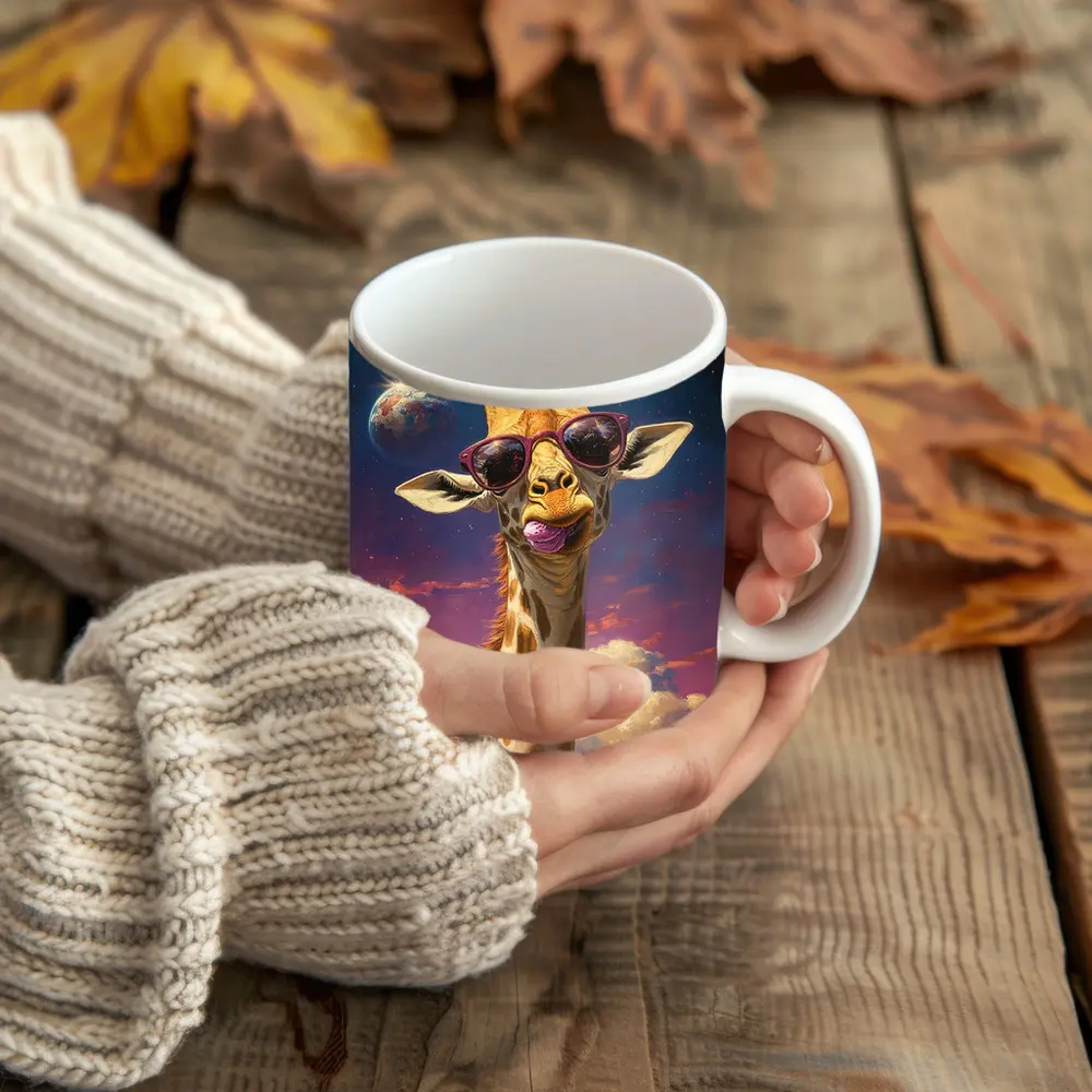 Cool Giraffe Sunglasses Space Sky Art – Mugs