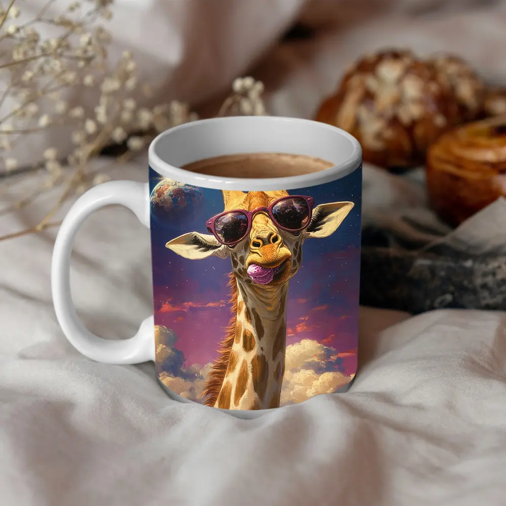 Cool Giraffe Sunglasses Space Sky Art – Mugs