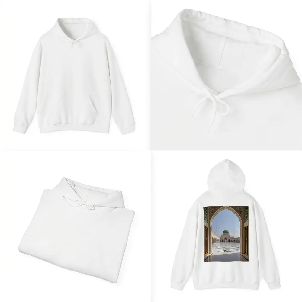 Mosque Green Dome Courtyard Arch View – Hoodies