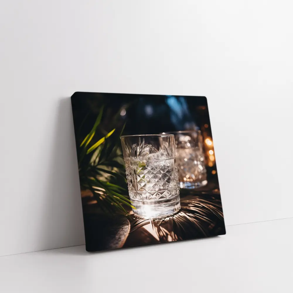Crystal Whiskey Glass Ice Tropical Night – Wall Art