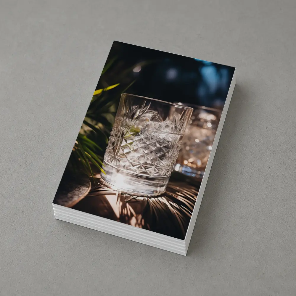 Crystal Whiskey Glass Ice Tropical Night – Postcards