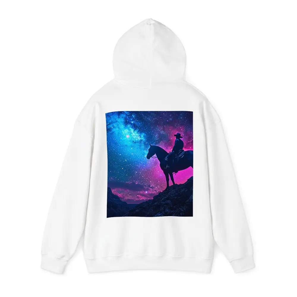 Cowboy Silhouette on Horse Neon Galaxy Sky – Hoodies