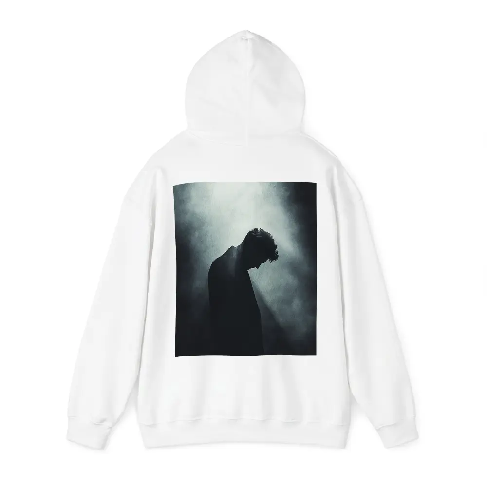 Silhouette Man Head Down Dark Moody Background – Hoodies