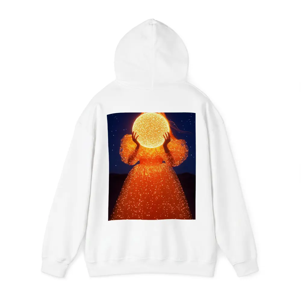 Woman Holding Glowing Orb Starry Night – Hoodies