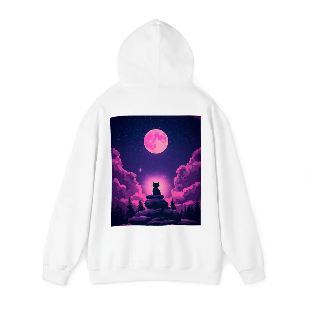 Cat Silhouette Pink Moon Night Sky – Hoodies