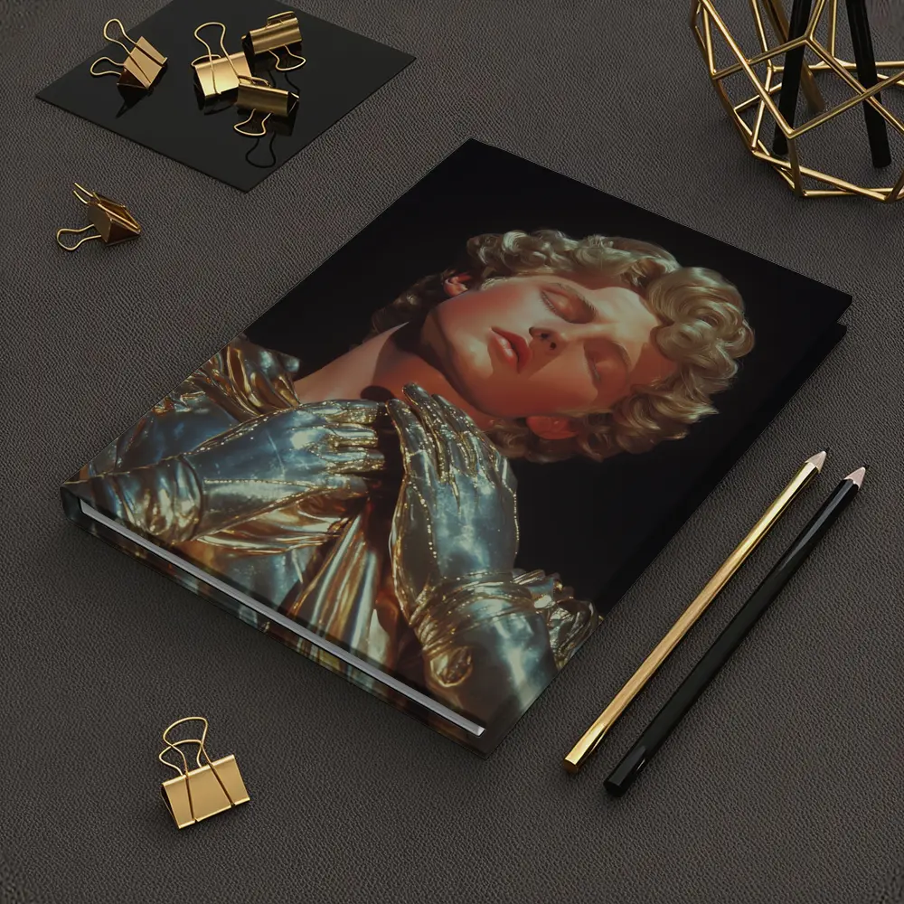 Golden Sculpture Figure Dark Dramatic Background – Notebooks