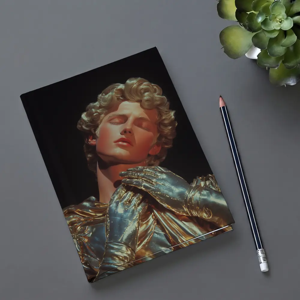 Golden Sculpture Figure Dark Dramatic Background – Notebooks