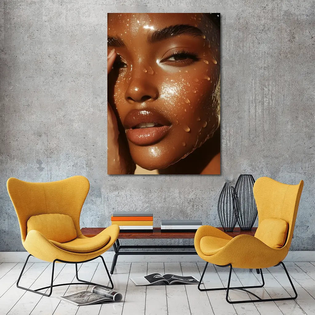 Woman Face Close Up Water Drops – Wall Art
