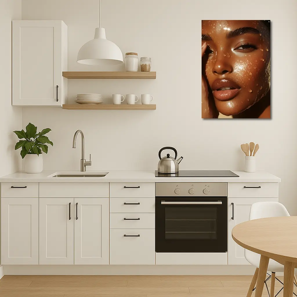 Woman Face Close Up Water Drops – Wall Art