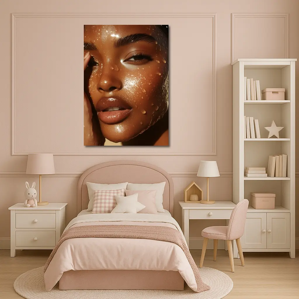 Woman Face Close Up Water Drops – Wall Art