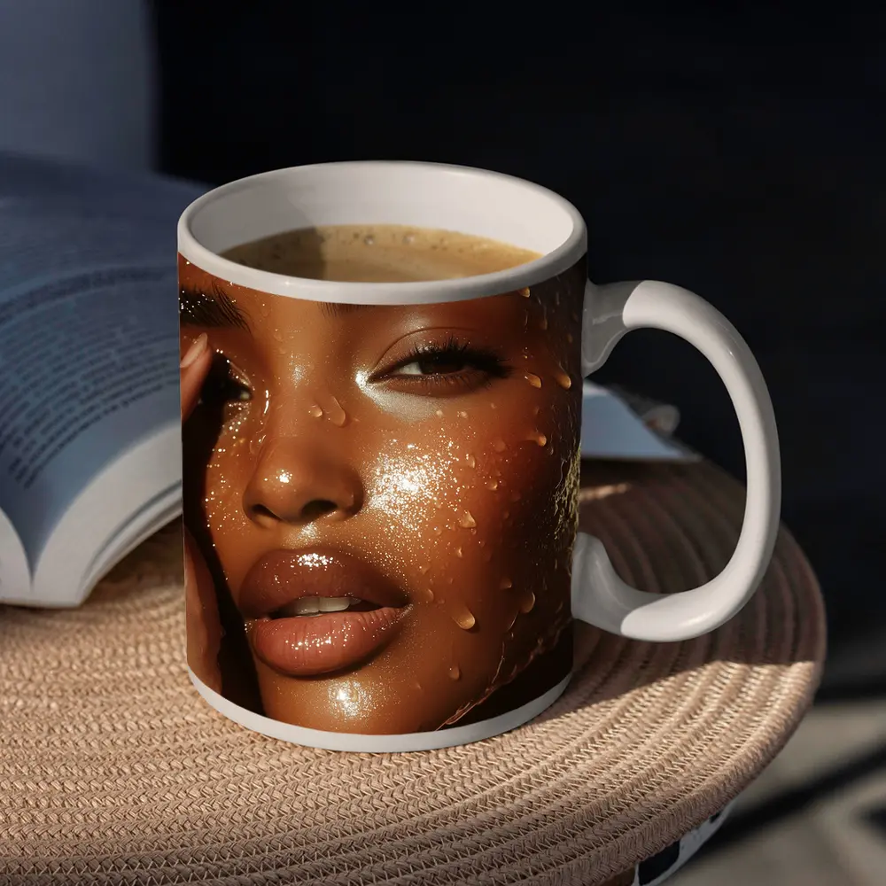Woman Face Close Up Water Drops – Mugs