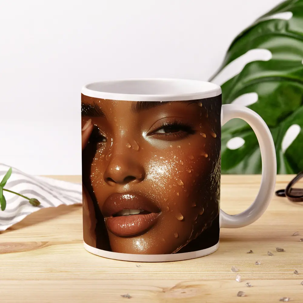 Woman Face Close Up Water Drops – Mugs