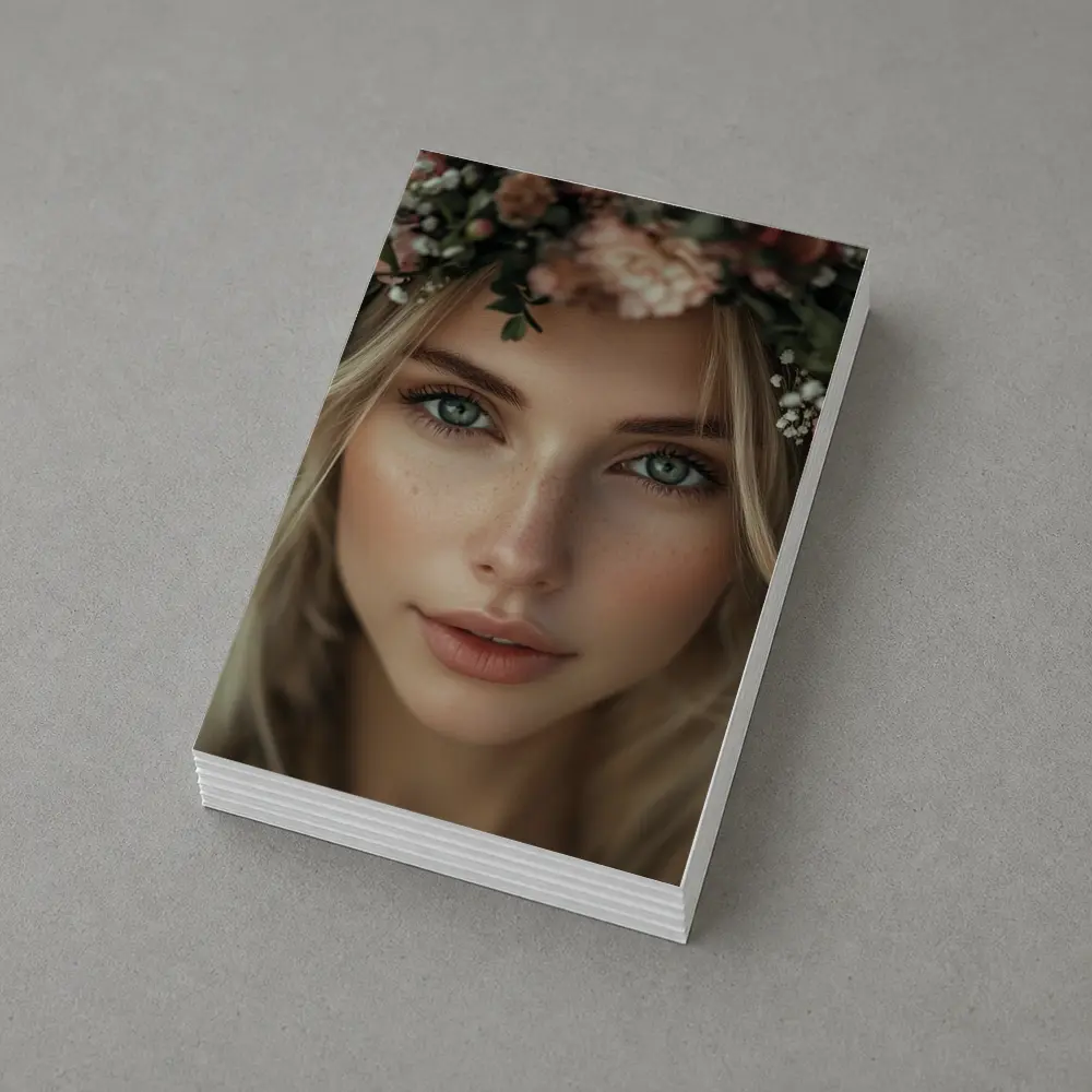 Blonde Woman Floral Crown Pink Flowers Portrait – Postcards