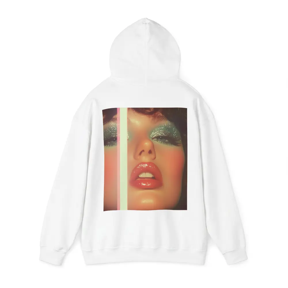 Glitter Eyeshadow Bold Lips Retro Makeup Portrait – Hoodies