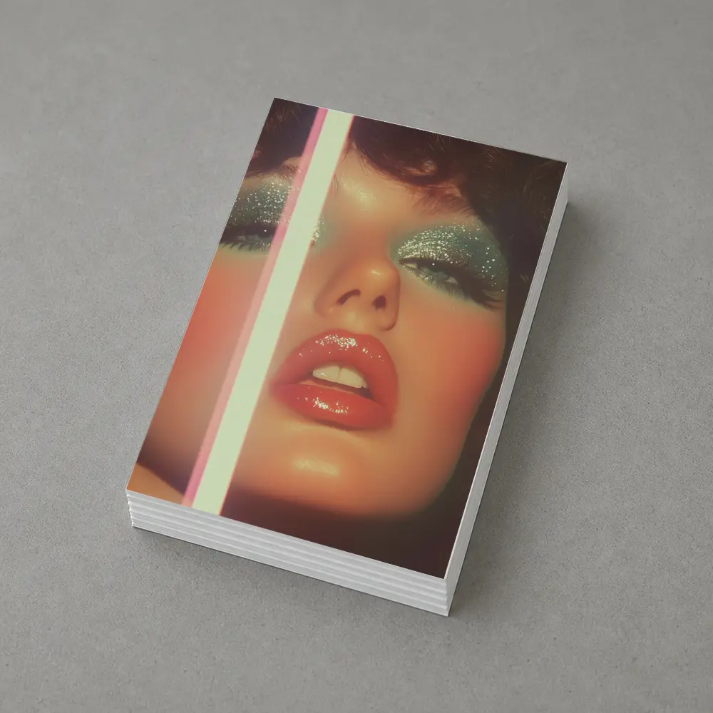 Glitter Eyeshadow Bold Lips Retro Makeup Portrait – Postcards