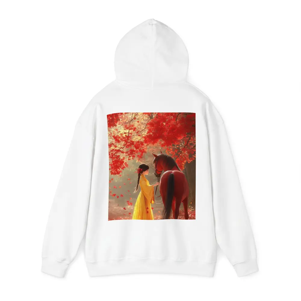 Girl in Yellow Dress with Horse Autumn – Hoodies