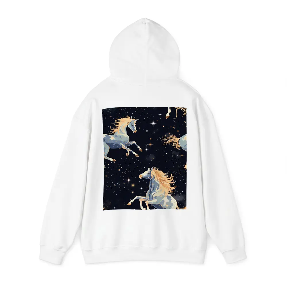 Celestial Horses Galloping Through Starry Night – Hoodies