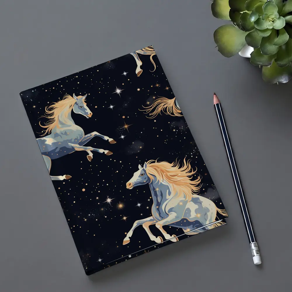 Celestial Horses Galloping Through Starry Night – Notebooks