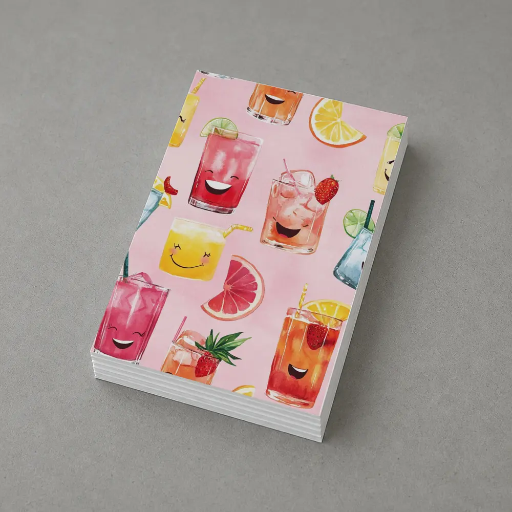 Happy Cartoon Cocktail Glasses Pink Pattern – Postcards