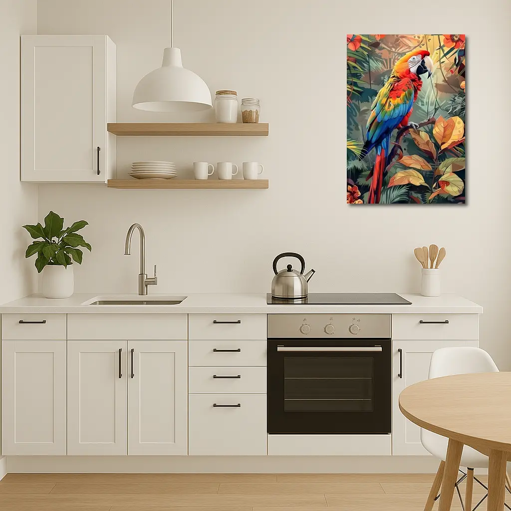 Scarlet Macaw Parrot Tropical Jungle Foliage – Wall Art