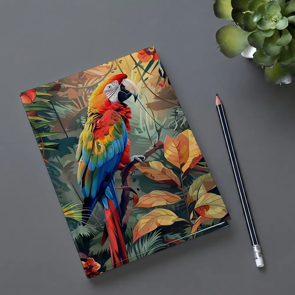 Scarlet Macaw Parrot Tropical Jungle Foliage – Notebooks