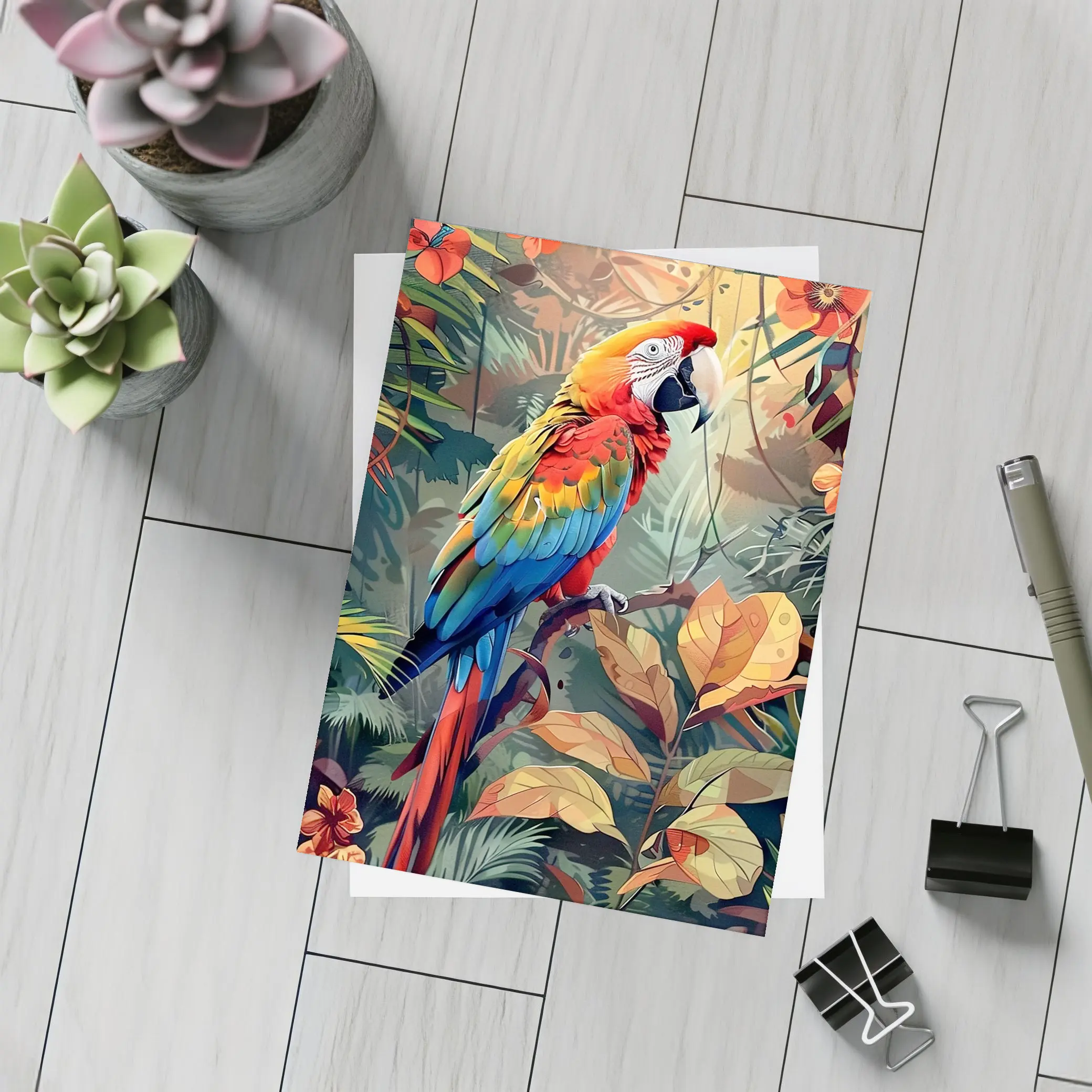 Scarlet Macaw Parrot Tropical Jungle Foliage – Postcards