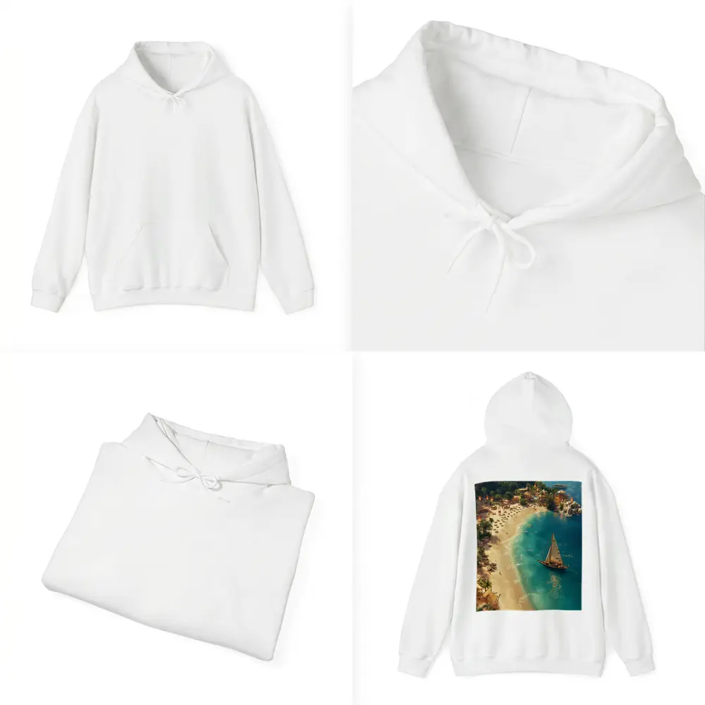 Tropical Bay Sailboat Aerial Fantasy Scene – Hoodies