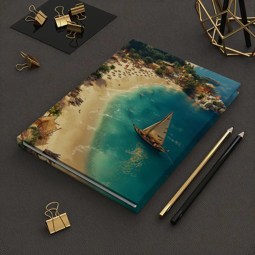Tropical Bay Sailboat Aerial Fantasy Scene – Notebooks