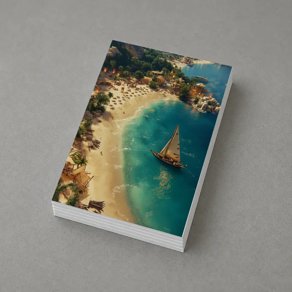 Tropical Bay Sailboat Aerial Fantasy Scene – Postcards