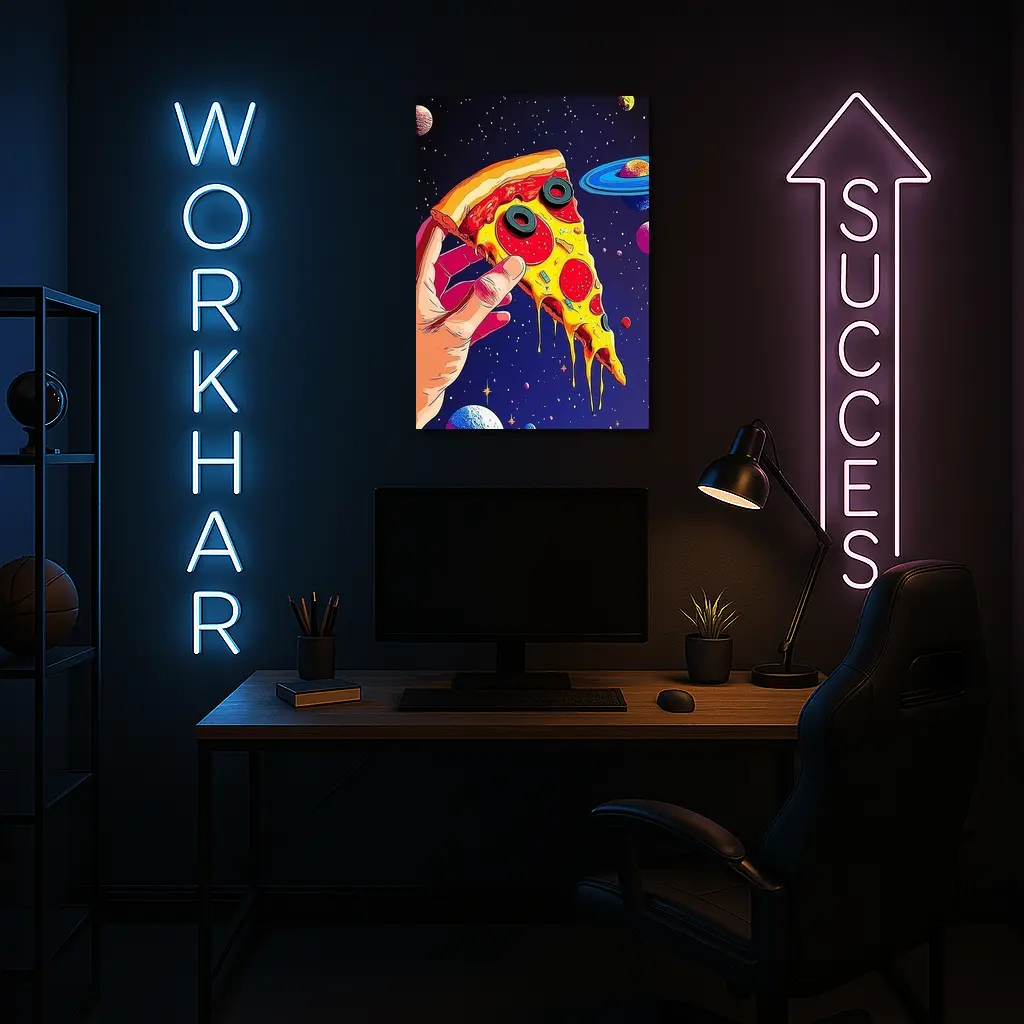 Pop Art Pizza Slice Colorful Space Galaxy – Wall Art