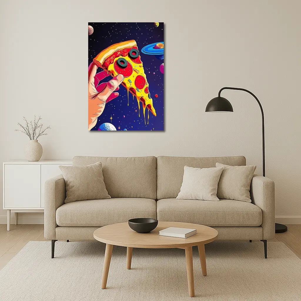 Pop Art Pizza Slice Colorful Space Galaxy – Wall Art