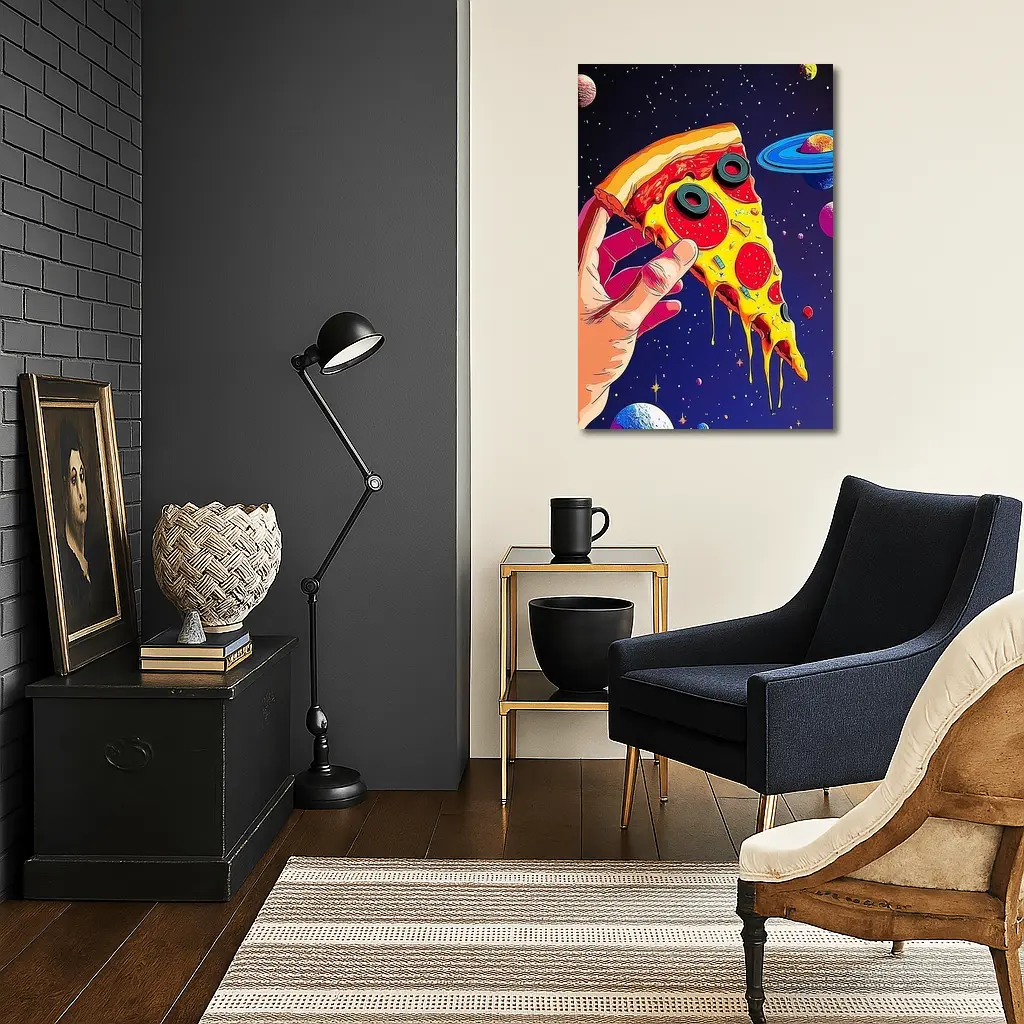 Pop Art Pizza Slice Colorful Space Galaxy – Wall Art