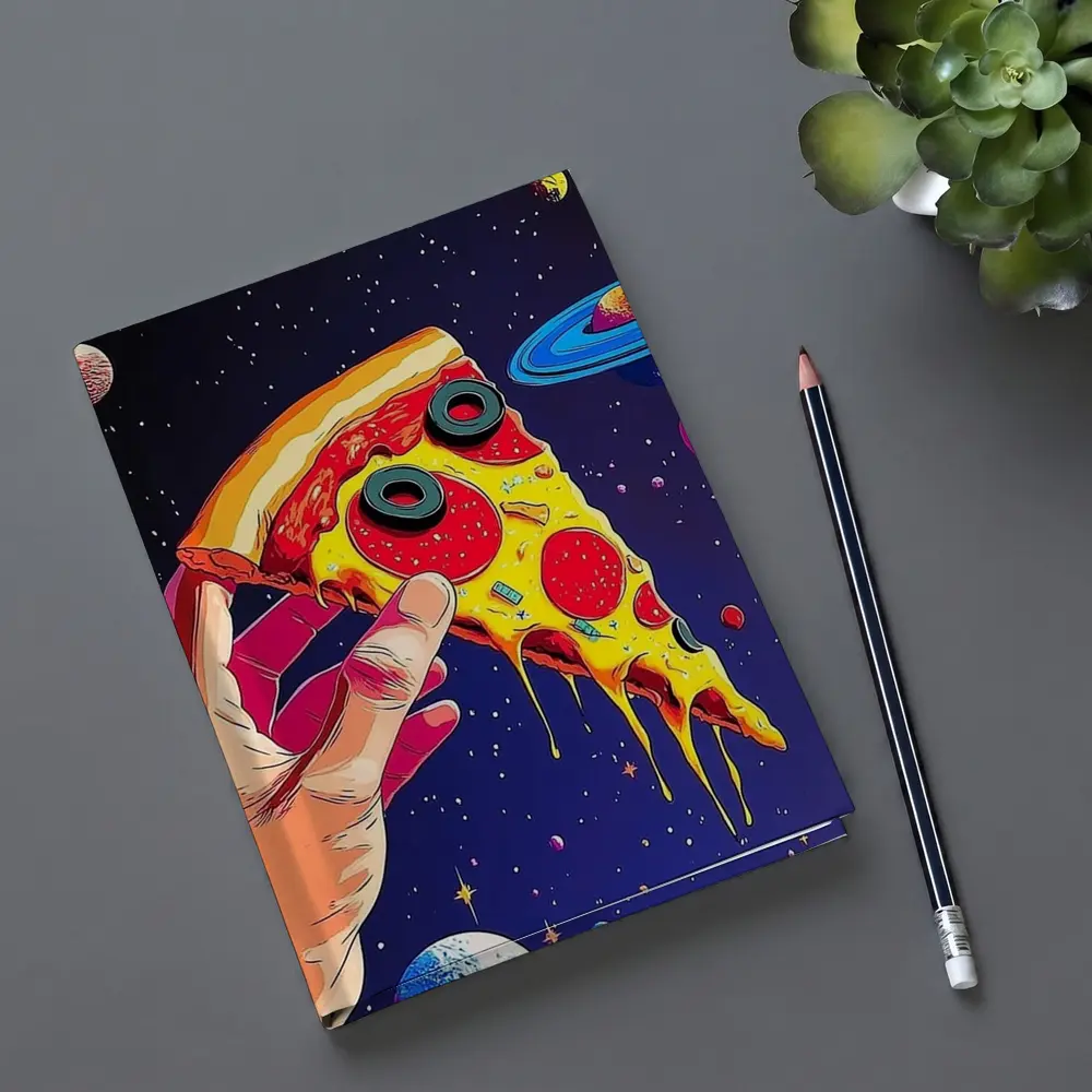 Pop Art Pizza Slice Colorful Space Galaxy – Notebooks