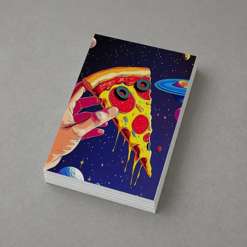 Pop Art Pizza Slice Colorful Space Galaxy – Postcards
