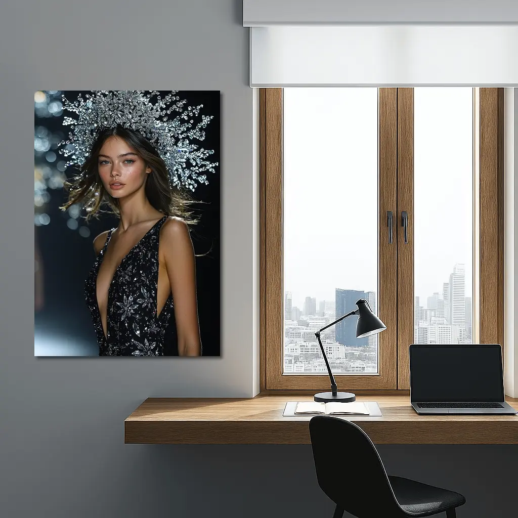 Fashion Model Crystal Crown Black Gown – Wall Art
