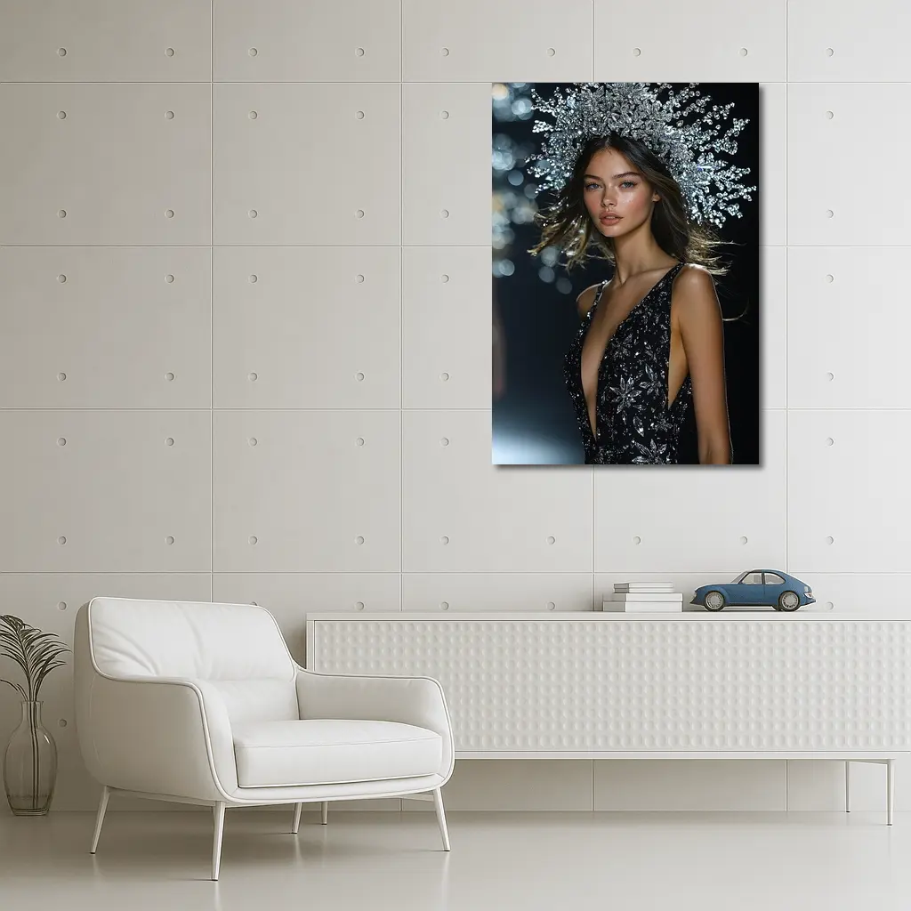 Fashion Model Crystal Crown Black Gown – Wall Art