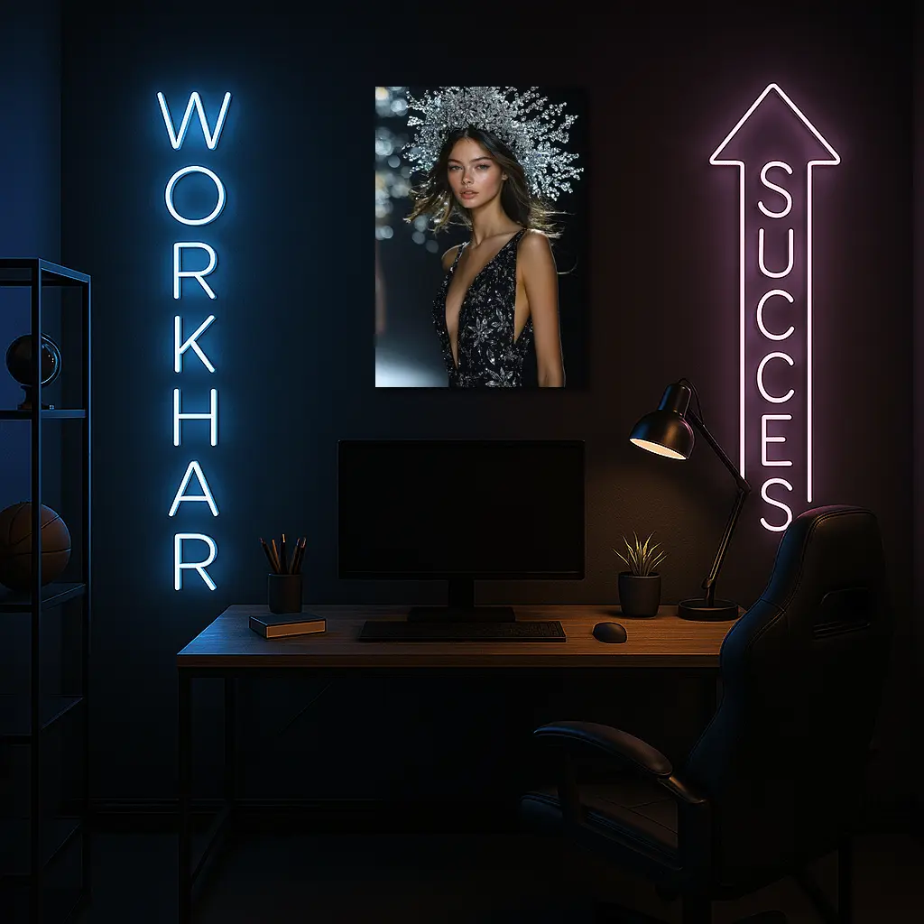 Fashion Model Crystal Crown Black Gown – Wall Art