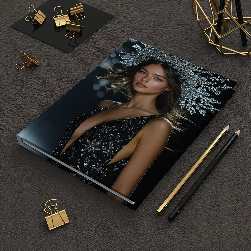 Fashion Model Crystal Crown Black Gown – Notebooks