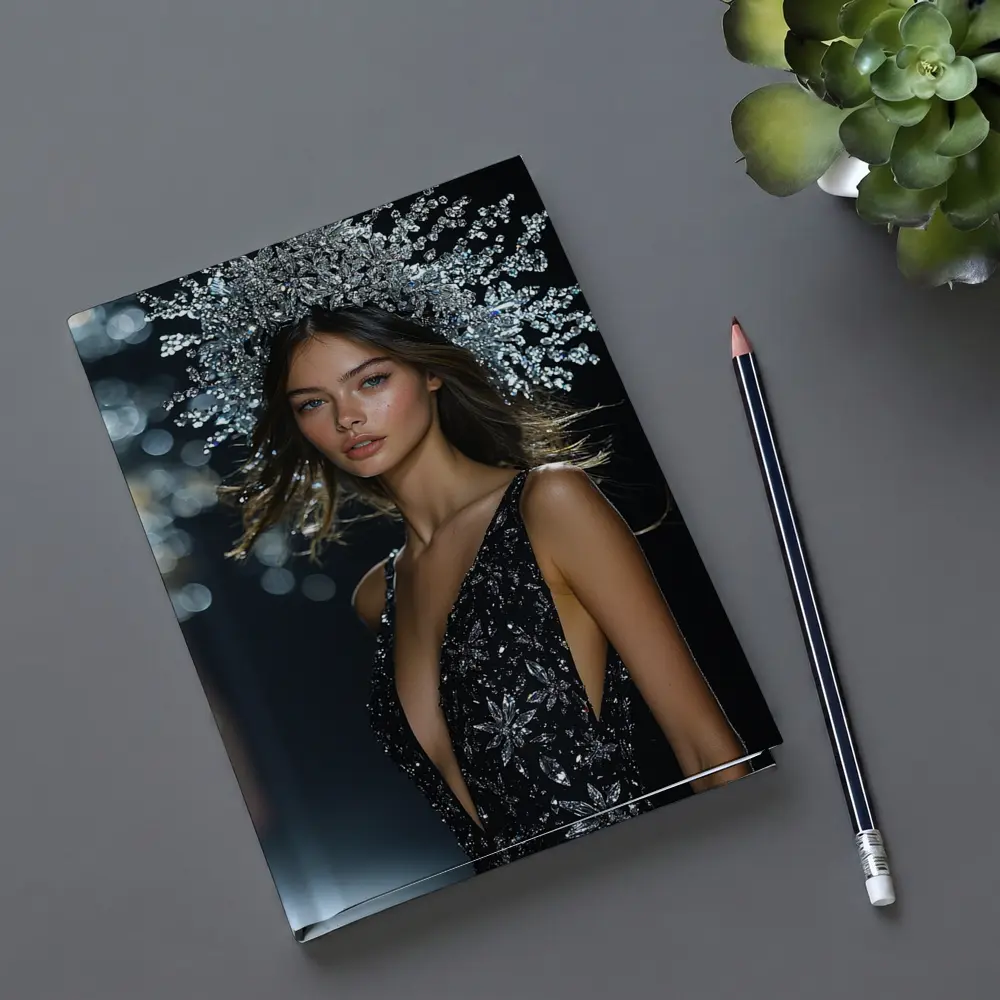 Fashion Model Crystal Crown Black Gown – Notebooks