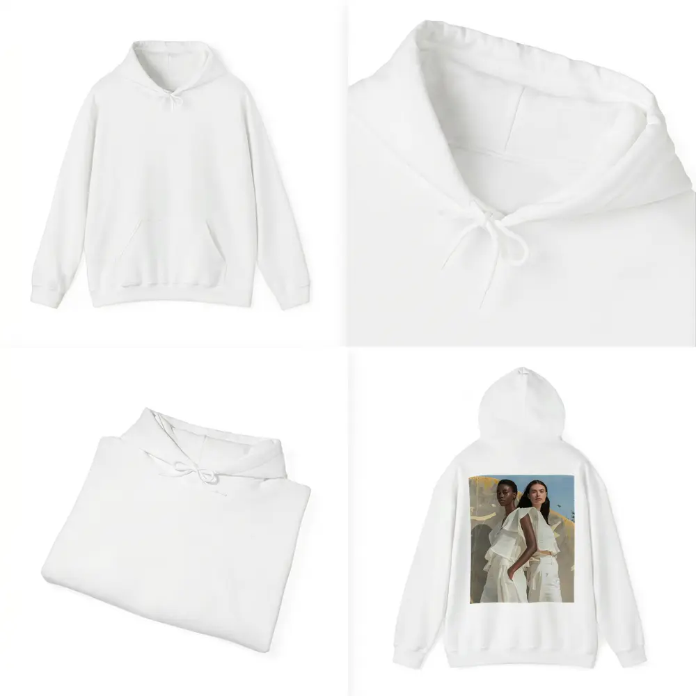 Two Women White Outfits Outdoor Fashion – Hoodies