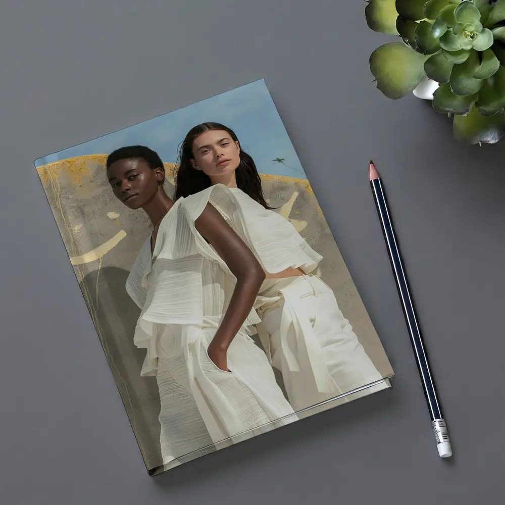 Two Women White Outfits Outdoor Fashion – Notebooks