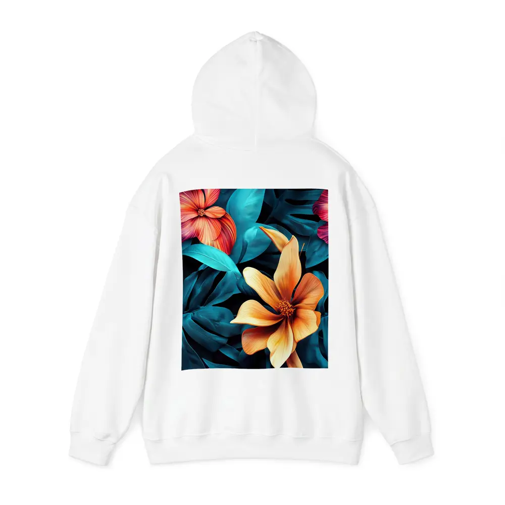 Tropical Flowers Orange Blooms Teal Leaves – Hoodies