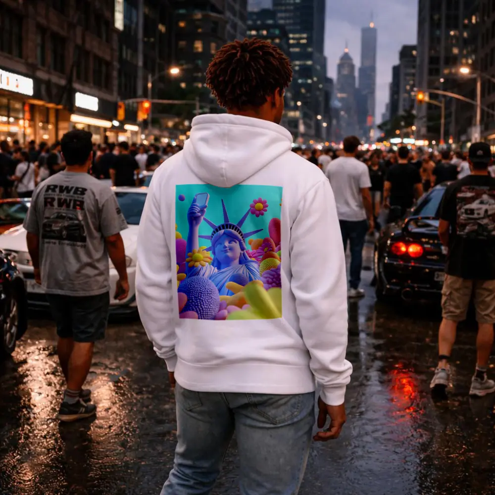 Statue of Liberty Selfie Pastel Floral Pop – Hoodies
