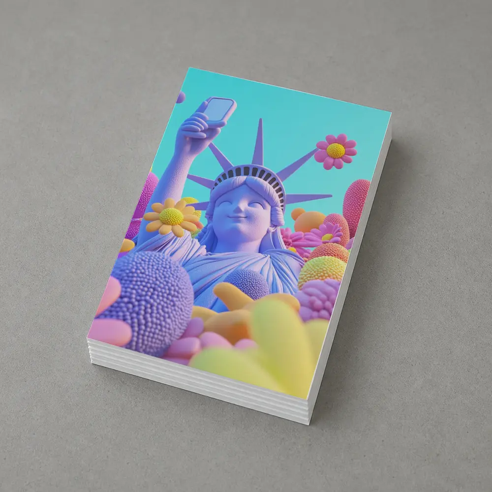 Statue of Liberty Selfie Pastel Floral Pop – Postcards