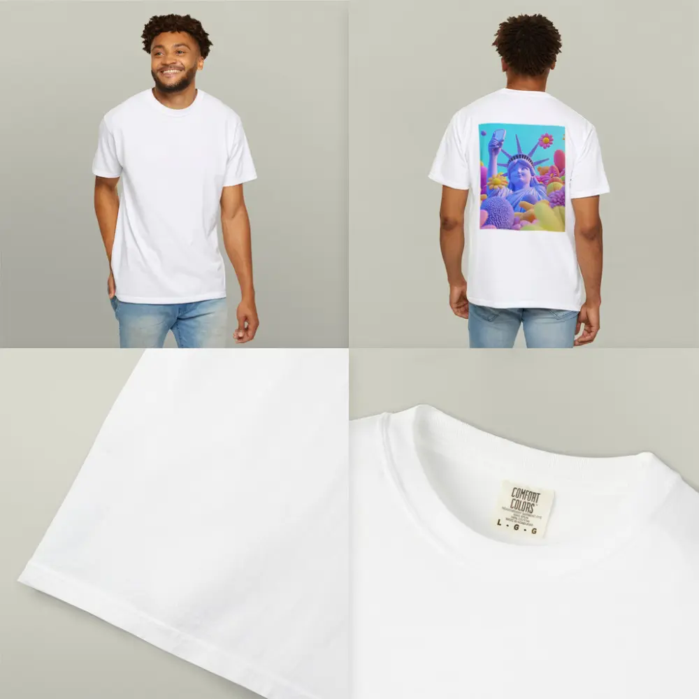 Statue of Liberty Selfie Pastel Floral Pop – T-Shirts