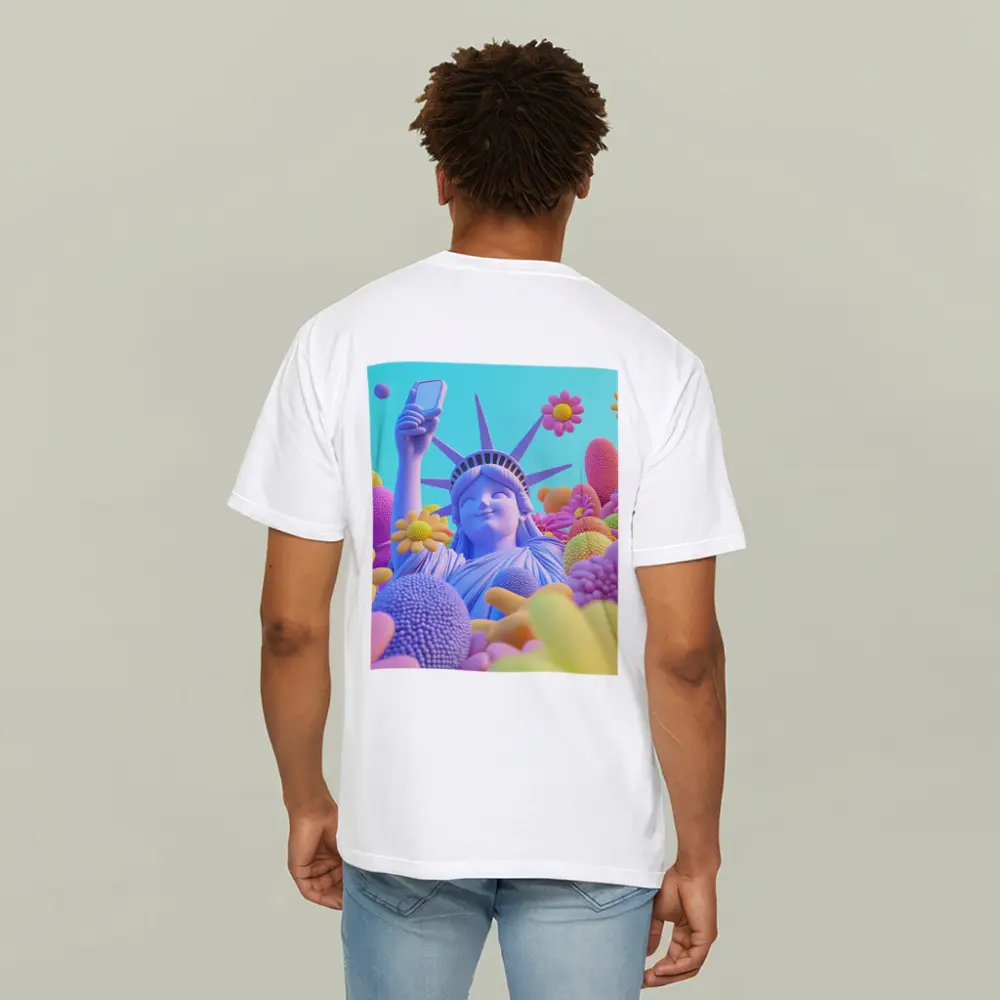 Statue of Liberty Selfie Pastel Floral Pop – T-Shirts