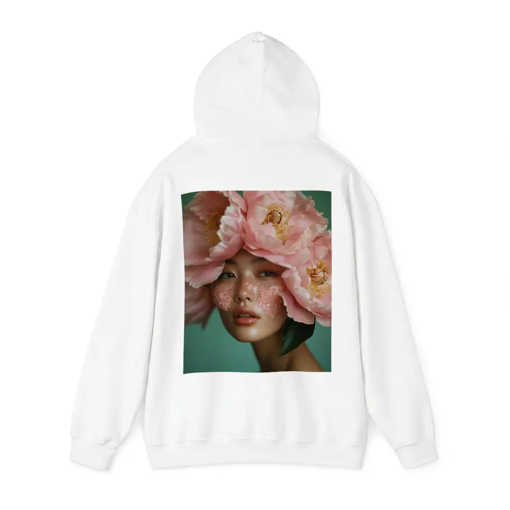 Woman With Pink Peonies Floral Portrait – Hoodies