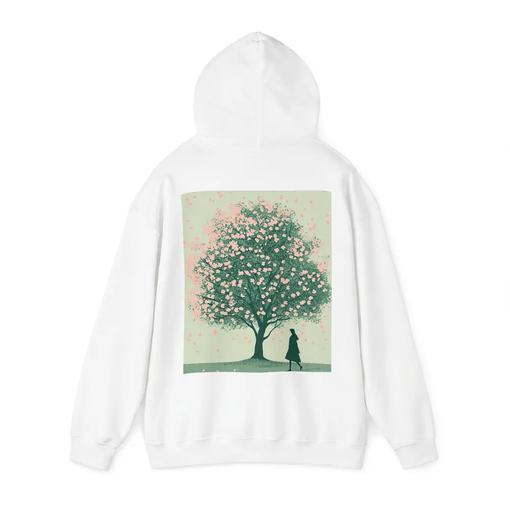 Woman Standing Under Pink Cherry Blossom Tree – Hoodies